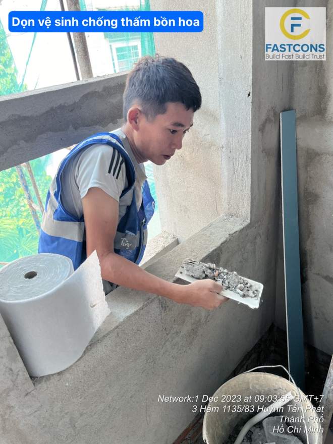Vệ sinh khu vực sau khi chống thấm