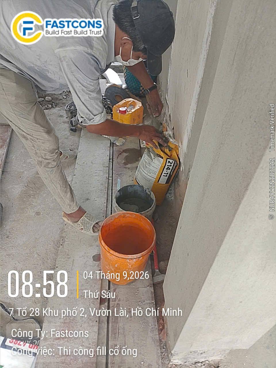 Thi công fill cổ ống