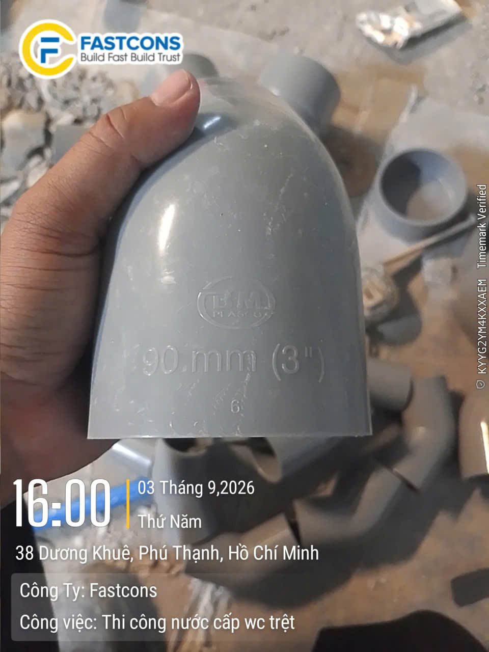 Thi công nước cấp wc trệt