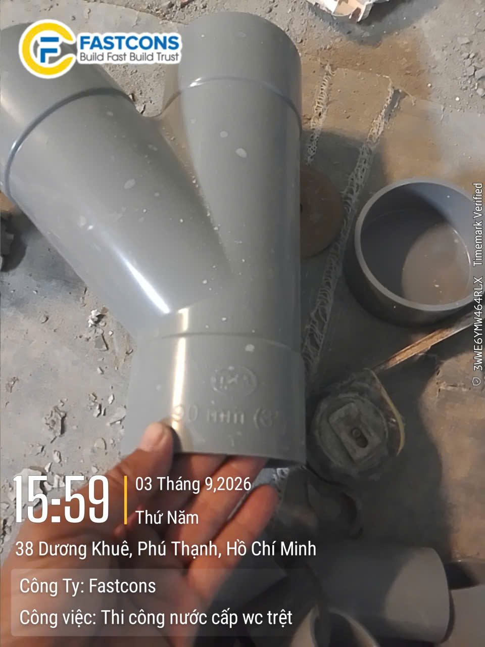 Thi công nước cấp wc trệt
