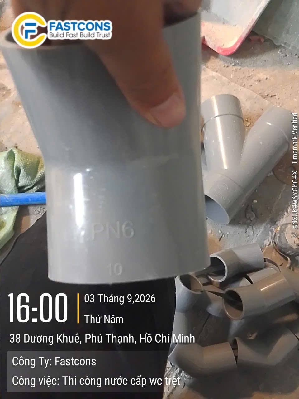 Thi công nước cấp wc trệt