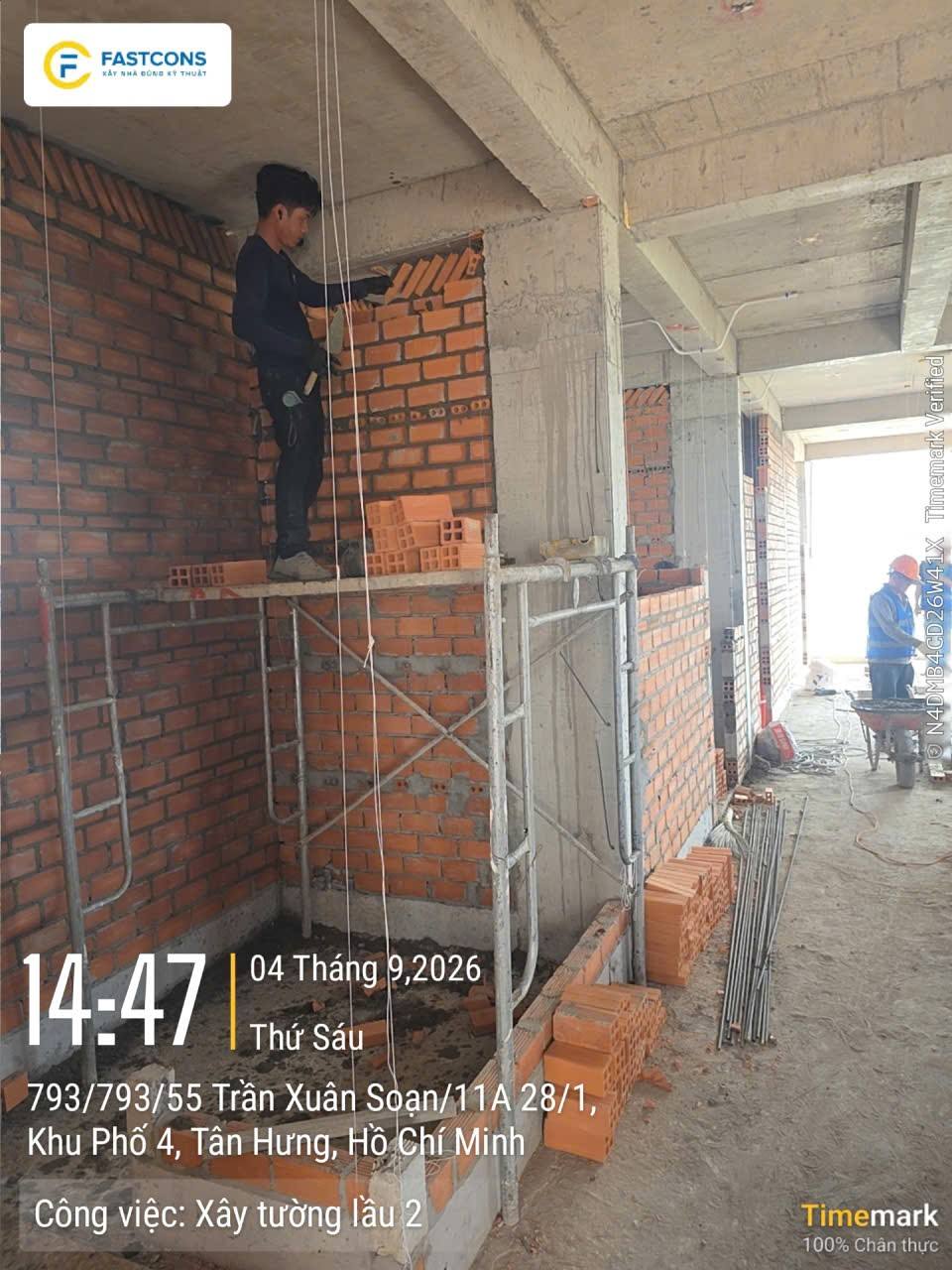 Xây tường lầu 2